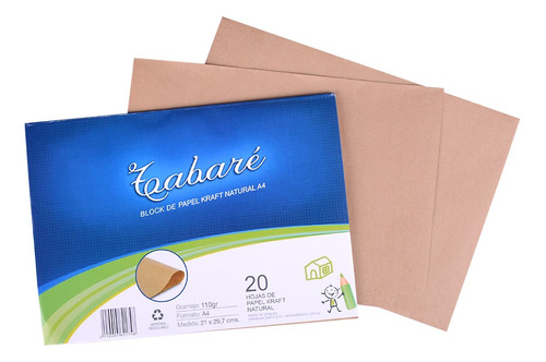 Block Tabaré Papel Kraft A4 - 20 Hojas 110 G - Mosca