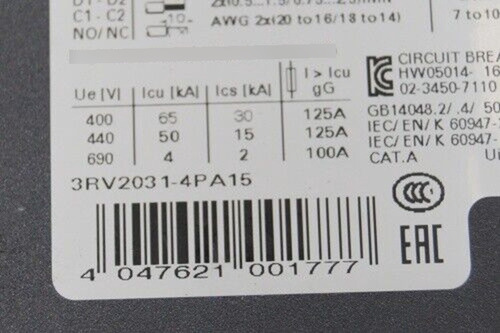 Guardamotor, Disyuntor, Siemens 3rv2031-4pa15 28-36 Amp 50/60 Hz