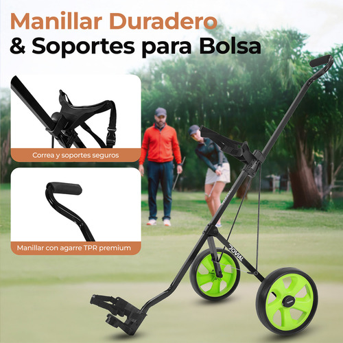 Carrito De Golf De Empuje 2 Ruedas Serenelife, Plegable Y Liviano Con Marco De Aluminio, Mango Ajustable, Soporte Para Bolsa Y Tarjetero, Diseño Compacto Para Viaje Y Almacenamiento