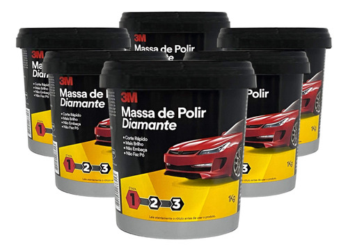 Kit 6 Massa Polir Diamante 1kg Polidor Base Agua 3m