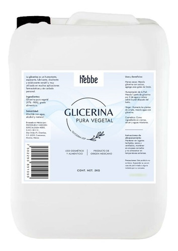 Glicerina Líquida Vegetal Usp 5 Kg Cosmético Vapeo Alimento