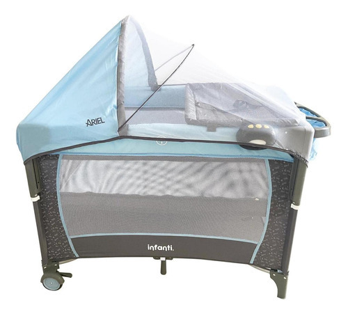 Cuna Corral Colecho Infanti Ariel Tela Brilla Color Azul