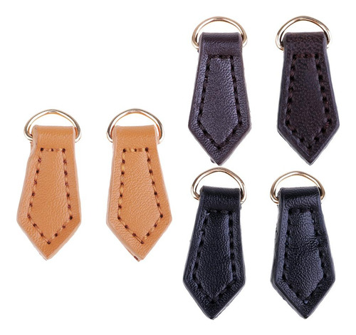 2 Piezas Tiradores De Cremallera De Material Cuero Pu Negro