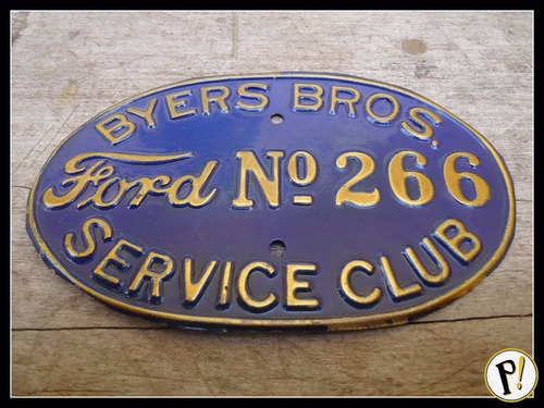 Antiga Placa Ford Service Club De Para-choque Em Latão