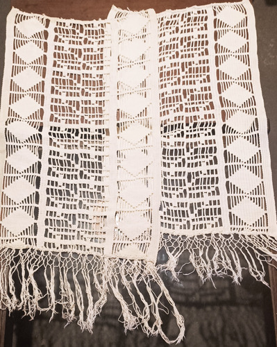 Antiguo Par De Visillos Cortinas Algodón Blanco Crochet 1945