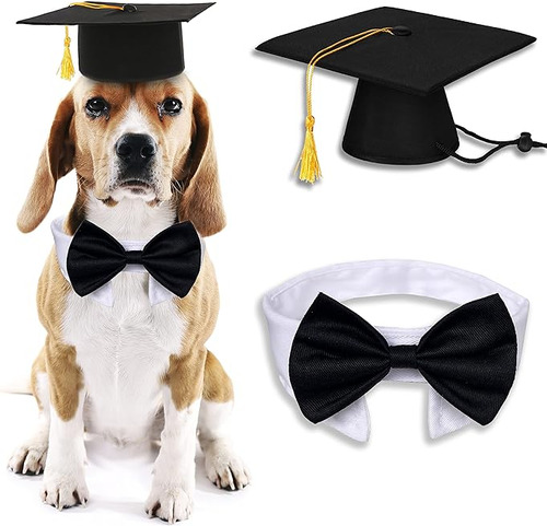 Disfraz Graduacion Para Perro 2023 Corbata Lazo Y Gorras Par