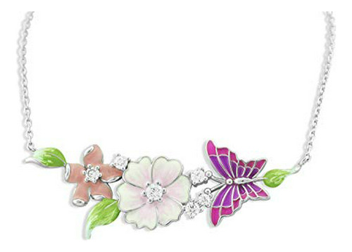 Collar - Sterling Silver Hand Painted Plumeria Flower Butter