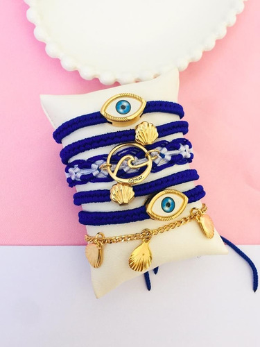 Imagem 5 de 6 de Mix Pulseiras Feminina Olho Grego Praiana