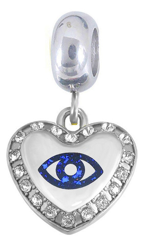 Charm Colgante Ojo Turco Protección En Corazón Cristal Acero