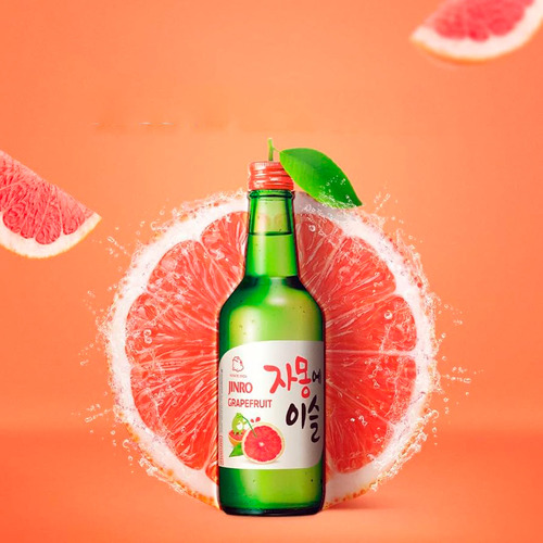 2 Botellas Soju Jinro Alcohol Coreano Tronja De Sabor 360ml