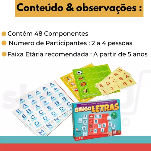 Bingo letras mágicas - Regador de Ideias- Jogos Educativos