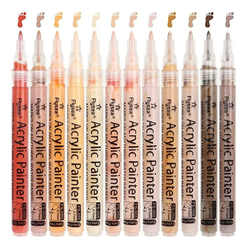 Nawodart Skin Tones Art Markers, Acrylic Paint Pen Set De 12