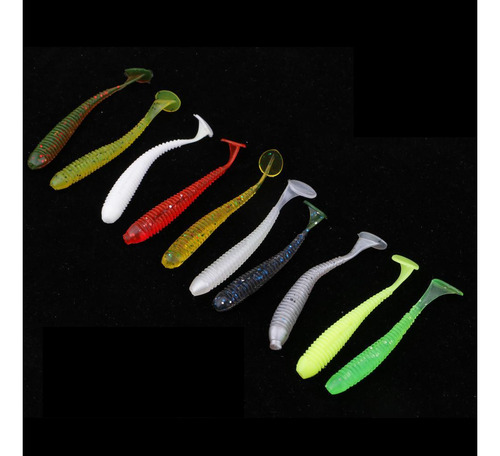 10 Unids T Cola Suave Cebos Pesca Grub Señuelo Artificial