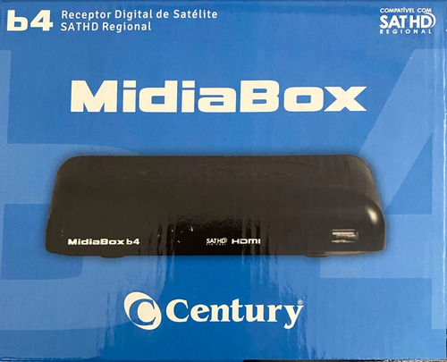 Receptor Digital Century Midiabox B4 Azul Hd Tv Midia Box B4