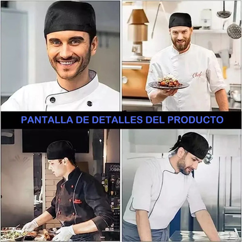 6pzs Sombrero Cocinero Gorra Gorritos Chef Cabeza Ajustable