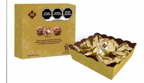 Chocolates Tipo Ferrero Rocher Rellenos De Avellana 16 Pzs