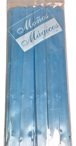 Moños Mágicos Chicos(25cm) X100 Unidades Colores Brillantes Celeste Moño Celeste Chico 25 Cm