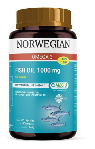 Ômega 3 Norwegian 1000mg 120 Cápsulas Sidney Oliveira