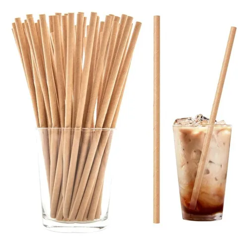 Sorbitos Ecologico Pack X 100 Sorbitos Biodegradable 20 Cms Marrón Claro