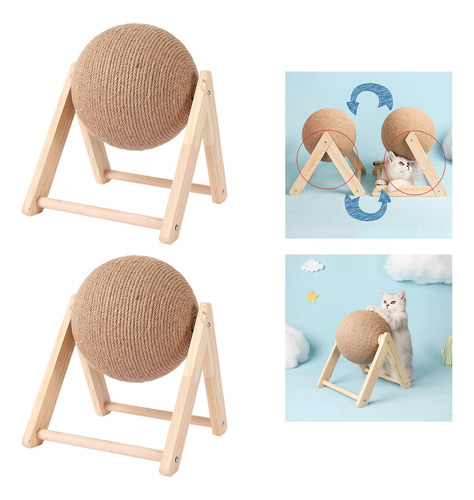 2 Pelotas De Madera Divertidas Para Rascar Gatos