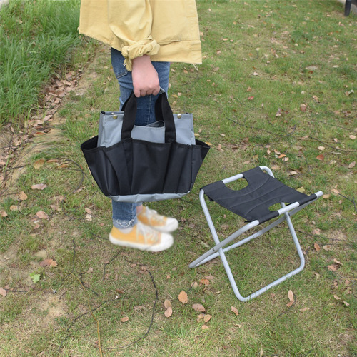 Combo De Taburete Plegable Portátil Y Silla Tipo Mochila