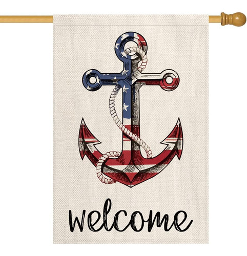 Welcome American Stars And  S Anchor House Flag Double ...