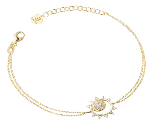 Pulsera De Plata Esterlina 925 Sol Circon Bañado En Oro 18kt