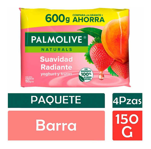 Jabón En Barra Palmolive Naturals Yoghurt Y Frutas 150 g 4 u