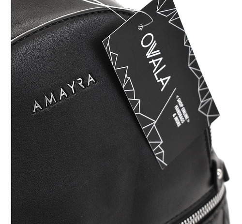 Imagen 4 de 6 de Mini Mochila Cuero Sintetico Amayra Mujer Divisiones Cierres