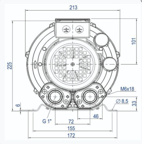 Imagem 6 de 9 de Compressor Soprador Radial Mono 0,23kw , 0,30 Cv 110/220 V,