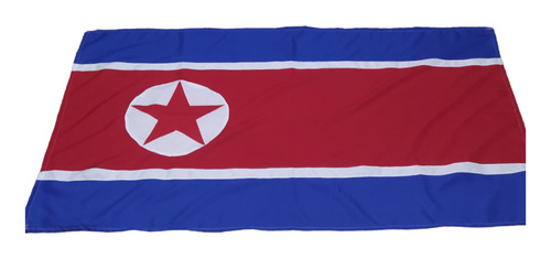 Bandera Corea Del Norte 140 X 80cm Tela Panamá Gran Calidad 