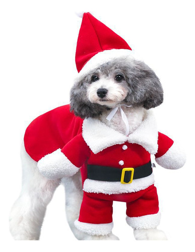 Disfraz De Navidad De Mascota Traje De Papá Noel Con Capa