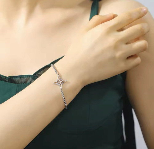 V Pulsera Nudo De Bruja De Acero Inoxidable