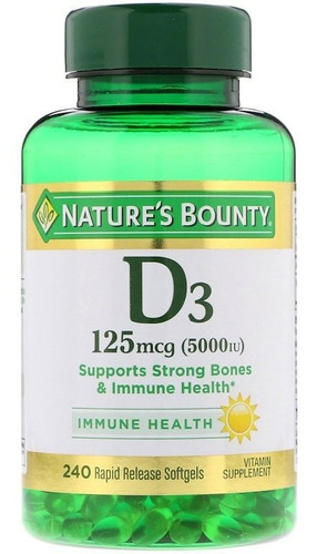 Vitamina D3 Nature's Bounty 125 Mcg 240 Softgels Sabor N/a