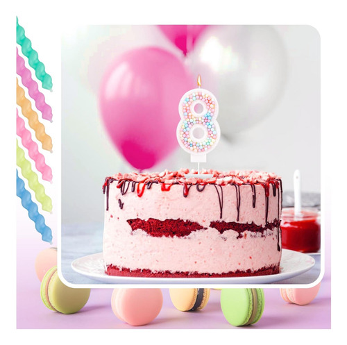 Velas De Cumpleaños De Macarrón, Velas Número 8 Velas De Con