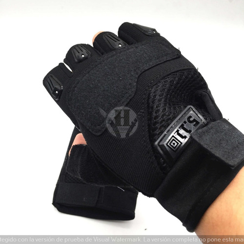 Imagen 3 de 7 de Guantes Tacticos Elastizados Dedo Cortado Red Negro Camo Tan