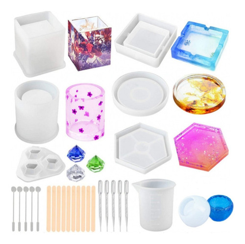 Set 28 Pcs Moldes Silicona Resina Epoxica - Variados