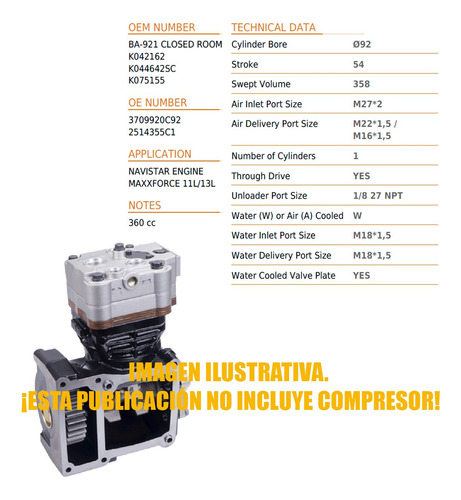 Cabeza Compresor Frenos Ba-921 Detroit S60 Maxxforce 11 13