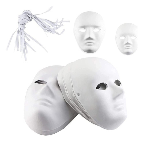 12 Pcs Diy Máscaras Completas, Máscara De Papel Pintable,