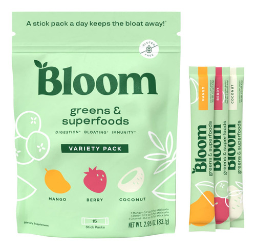 Bloom Nutrition Green Superfood Stick Packs | Mezcla De Jugo