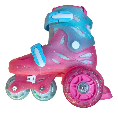 Patines Ajustable Rosa Led Entrenador Kit Completo 17 - 19 Mx 8 Cm Rosa Chicle