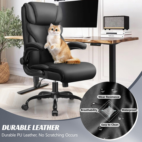 Silla De Oficina De Cuero Ergonometrica C/soporte Lumbar M B