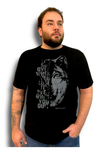 Camiseta Plus Size Masculina Premium - Retrology Lobo