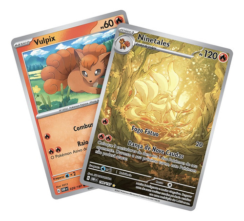 Kit Carta Pokémon Ninetales E Vulpix Obsidiana Em Chamas