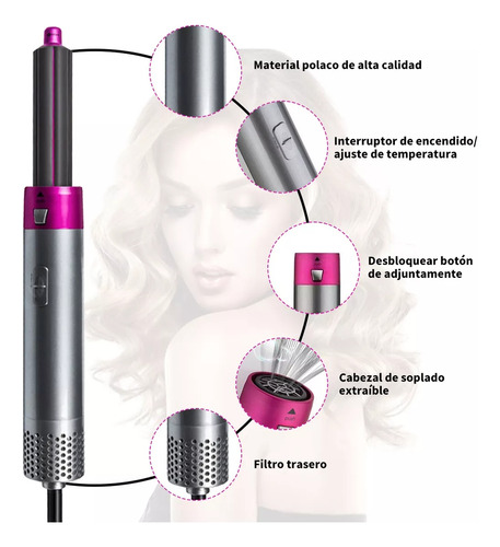 Escova De Vassoura De Cabelo Epsilon 5 Em 1 Rosa E Cinza
