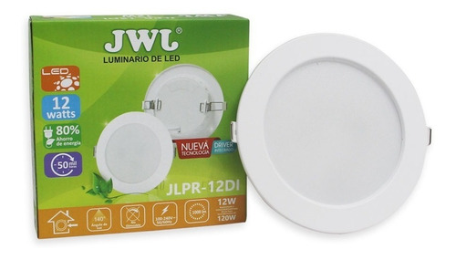 Plafon Led 12w Empotrable Luz Blanca Redondo Di 20 Pzs Jwj