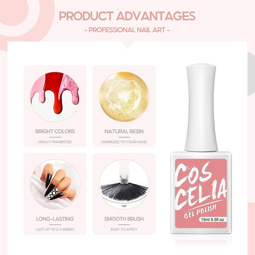 Coscelia Kit De Esmalte De Uñas De Gel Con Bonita Caja 4 Pie