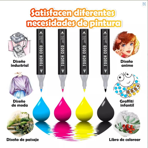 Plumones A Base De Alcohol Doble Punta Kit 48 Piezas Midnight Black