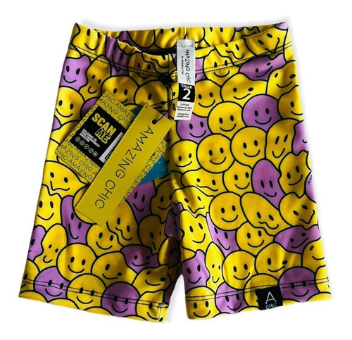 Imagen 3 de 4 de Short De Baño Lycra Uv Upf50+ Niñas Y Niños Emoji Smile