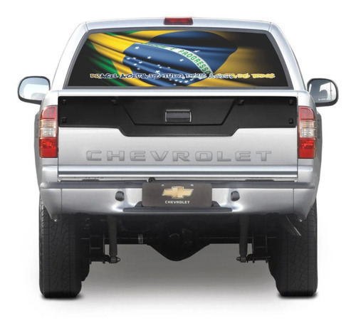 Imagem 5 de 9 de Adesivo Perfurado Vidro Carro Bandeira Brasil Acima De Tudo